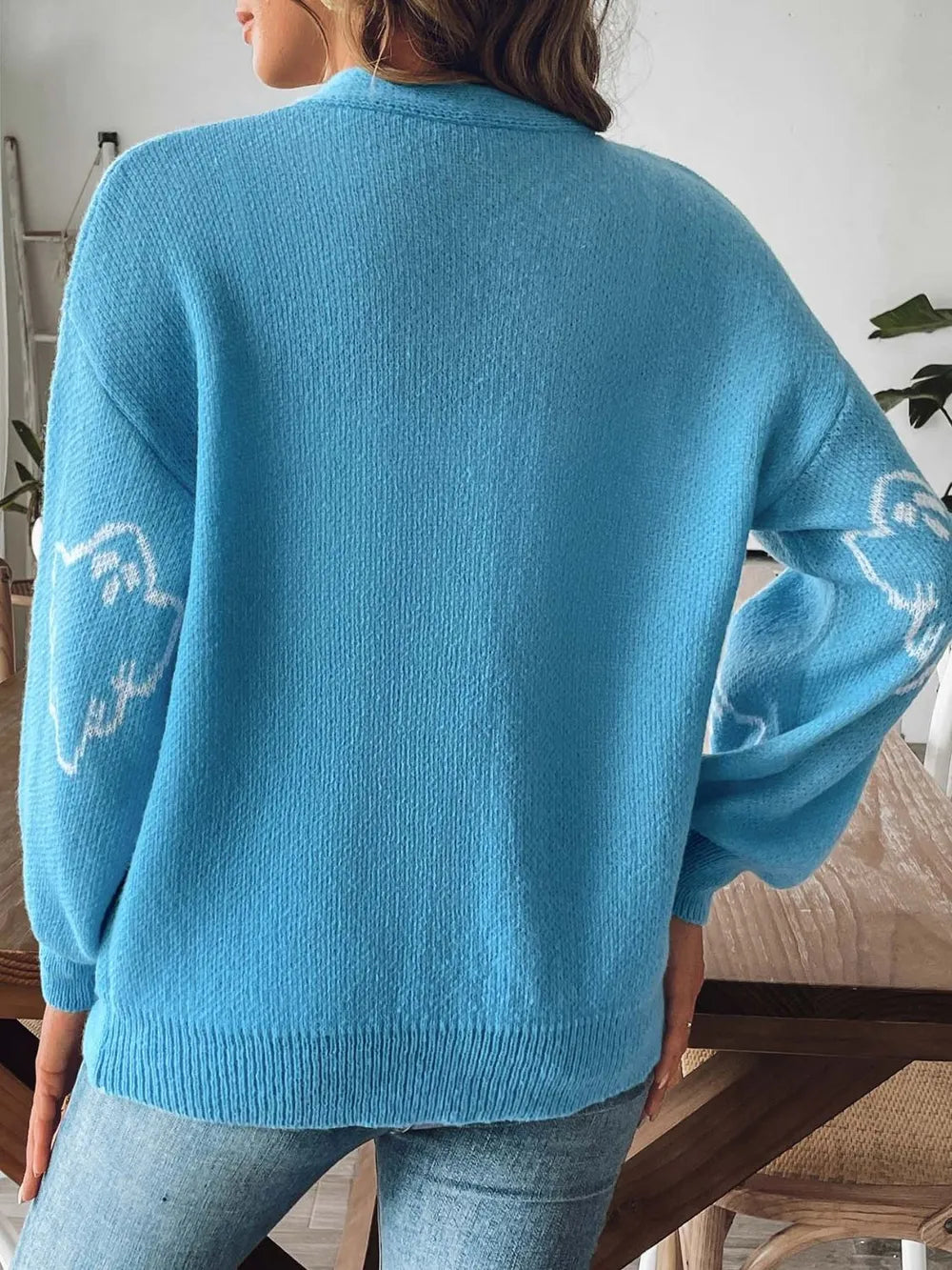 Ghost V-Neck Dropped Shoulder Cardigan-Cardigans-Krush Kandy, Women's Online Fashion Boutique Located in Phoenix, Arizona (Scottsdale Area)