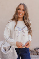 LUXE Sequin Bow Ribbed Sweater \ KKB EXCLUSIVE XS-3X-Sweater-Krush Kandy, Women's Online Fashion Boutique Located in Phoenix, Arizona (Scottsdale Area)