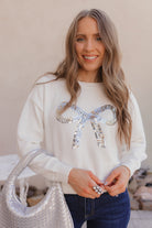 LUXE Sequin Bow Ribbed Sweater \ KKB EXCLUSIVE XS-3X-Sweater-Krush Kandy, Women's Online Fashion Boutique Located in Phoenix, Arizona (Scottsdale Area)