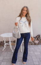 LUXE Sequin Bow Ribbed Sweater \ KKB EXCLUSIVE XS-3X-Sweater-Krush Kandy, Women's Online Fashion Boutique Located in Phoenix, Arizona (Scottsdale Area)