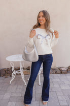 LUXE Sequin Bow Ribbed Sweater \ KKB EXCLUSIVE XS-3X-Sweater-Krush Kandy, Women's Online Fashion Boutique Located in Phoenix, Arizona (Scottsdale Area)