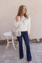 LUXE Sequin Bow Ribbed Sweater \ KKB EXCLUSIVE XS-3X-Sweater-Krush Kandy, Women's Online Fashion Boutique Located in Phoenix, Arizona (Scottsdale Area)