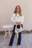 LUXE Sequin Bow Ribbed Sweater \ KKB EXCLUSIVE XS-3X-Sweater-Krush Kandy, Women's Online Fashion Boutique Located in Phoenix, Arizona (Scottsdale Area)