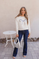 LUXE Sequin Bow Ribbed Sweater \ KKB EXCLUSIVE XS-3X-Sweater-Krush Kandy, Women's Online Fashion Boutique Located in Phoenix, Arizona (Scottsdale Area)