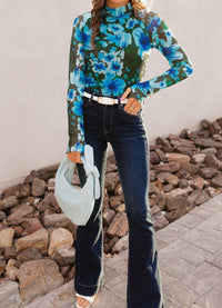 Kancan Deep River Slim Flare Jeans