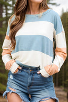 Contrast Color Block Round Neck Long Sleeve Top-Krush Kandy, Women's Online Fashion Boutique Located in Phoenix, Arizona (Scottsdale Area)