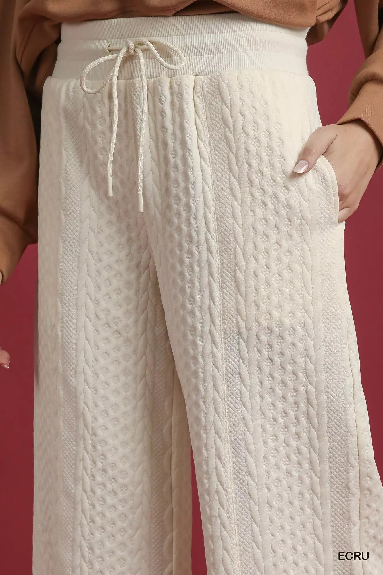 Umgee Cable Knit Textured Wide Leg Pants-Pants-Krush Kandy, Women's Online Fashion Boutique Located in Phoenix, Arizona (Scottsdale Area)