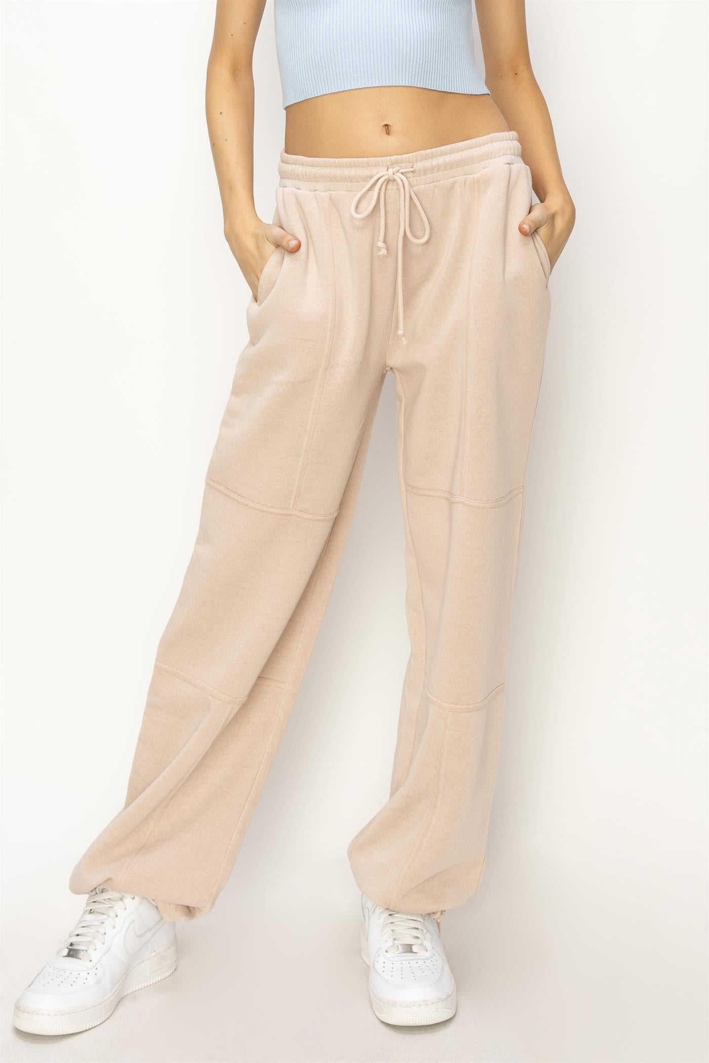 High Waist Wide Leg Drawstring Pants-Bottoms-Krush Kandy, Women's Online Fashion Boutique Located in Phoenix, Arizona (Scottsdale Area)