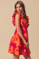 SO ME Floral V Neck Layered Dress with Elasticized Waist-Dresses-Krush Kandy, Women's Online Fashion Boutique Located in Phoenix, Arizona (Scottsdale Area)