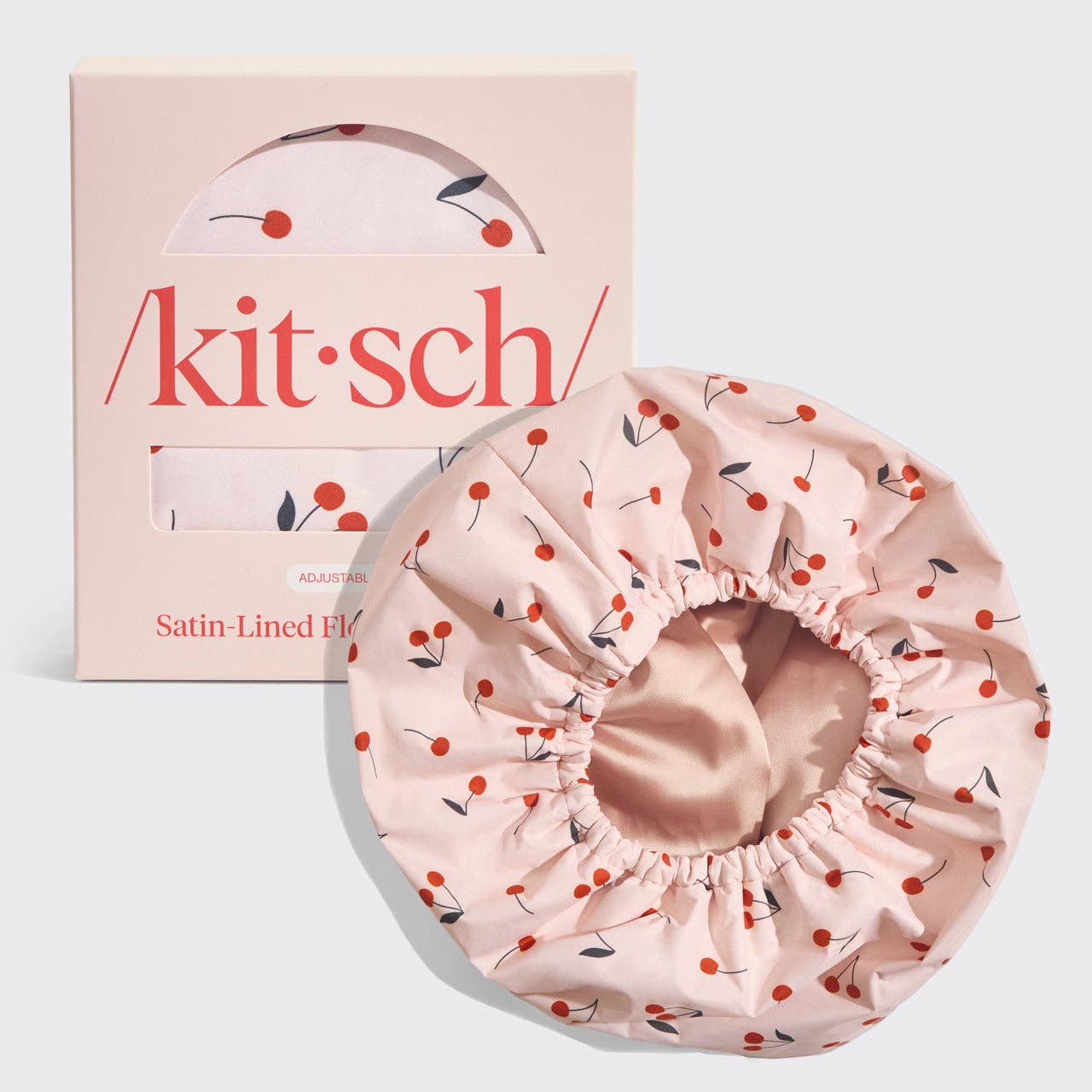 Satin-Lined Flexi Shower Cap - Cherry Print-Hair Accessories-Krush Kandy, Women's Online Fashion Boutique Located in Phoenix, Arizona (Scottsdale Area)
