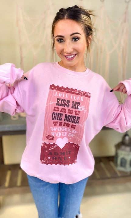 Love Club Ticket Sweatshirt-Graphic Tees-Krush Kandy, Women's Online Fashion Boutique Located in Phoenix, Arizona (Scottsdale Area)
