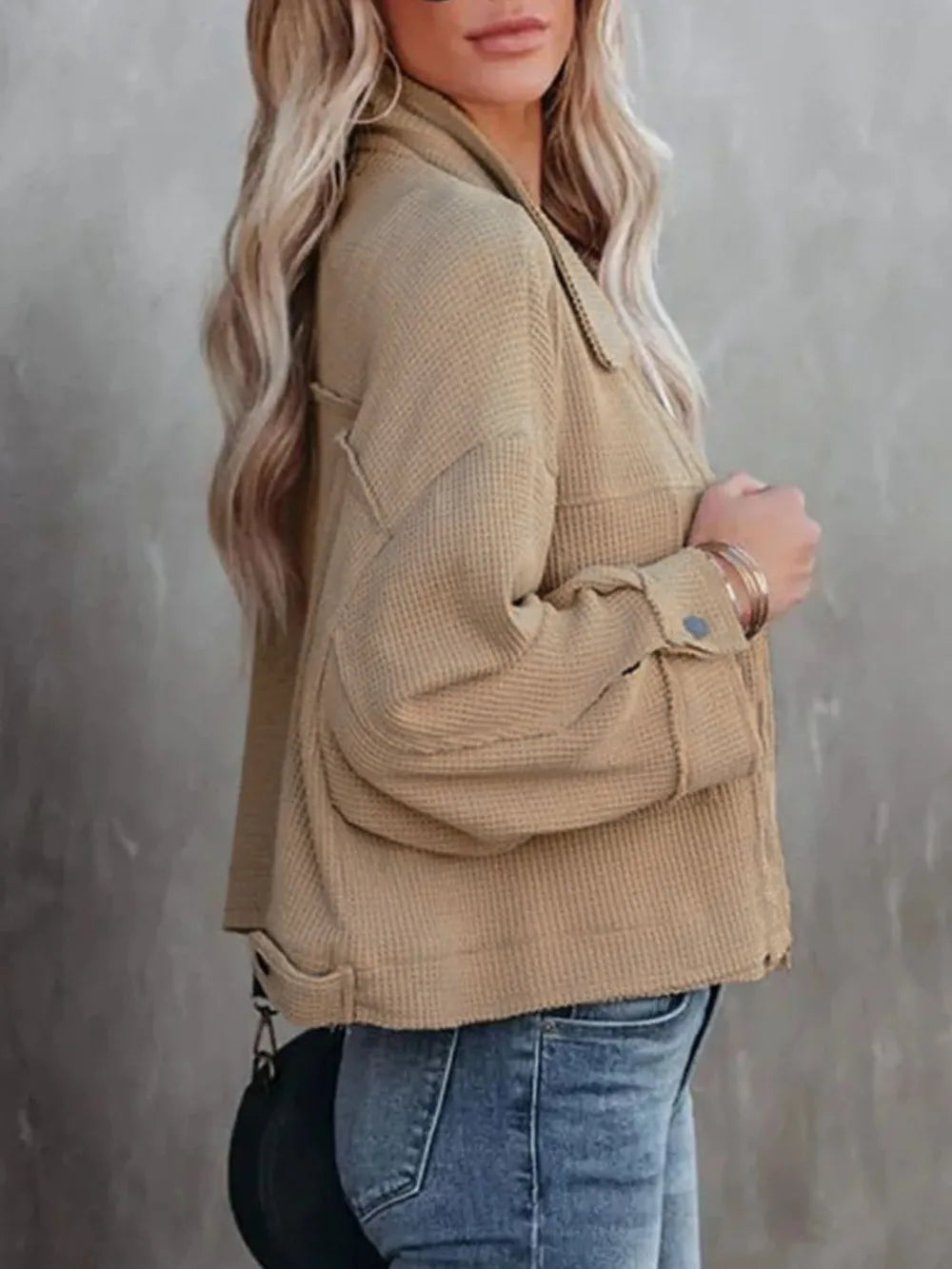 Button Up Long Sleeve Jacket-Jackets-Krush Kandy, Women's Online Fashion Boutique Located in Phoenix, Arizona (Scottsdale Area)