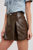 Front Pleated Faux Leather Skort-Skirts-Krush Kandy, Women's Online Fashion Boutique Located in Phoenix, Arizona (Scottsdale Area)