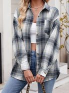 Mandy Plaid Collared Neck Long Sleeve Shirt-Long Sleeve Tops-Krush Kandy, Women's Online Fashion Boutique Located in Phoenix, Arizona (Scottsdale Area)