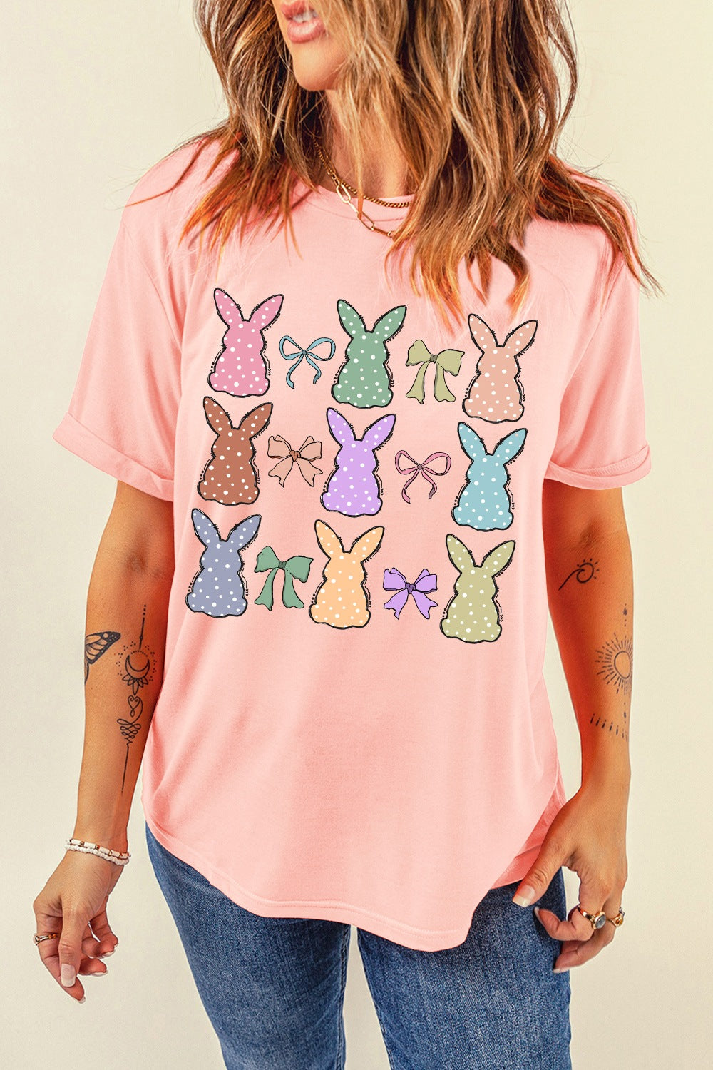 Polka Dot Bunny Graphic Tee-Graphic Tees-Krush Kandy, Women's Online Fashion Boutique Located in Phoenix, Arizona (Scottsdale Area)