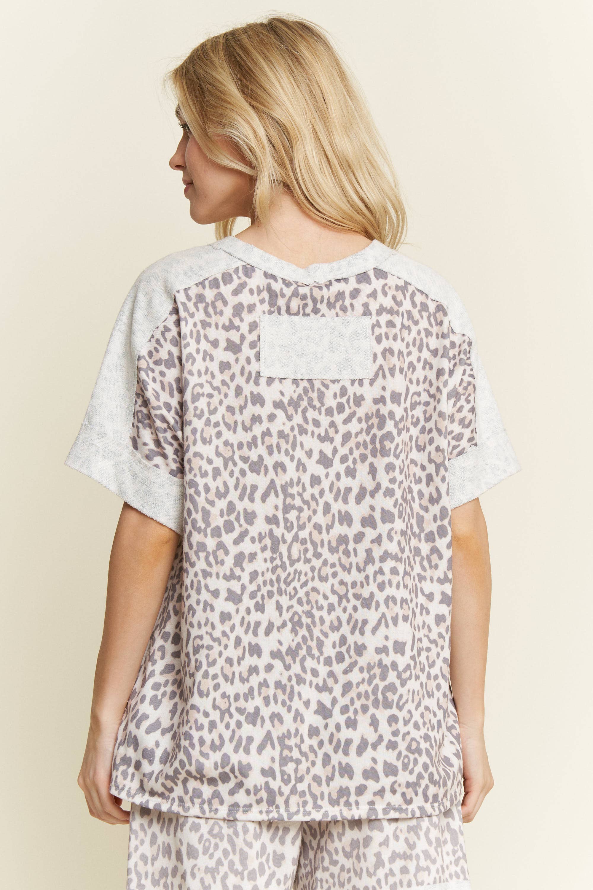 Mineral Washed Leopard Animal Print V-Neck Shirt-Tops-Krush Kandy, Women's Online Fashion Boutique Located in Phoenix, Arizona (Scottsdale Area)