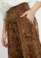 Umgee Velvet Smocked Waistband Wide Leg Pants-Pants-Krush Kandy, Women's Online Fashion Boutique Located in Phoenix, Arizona (Scottsdale Area)