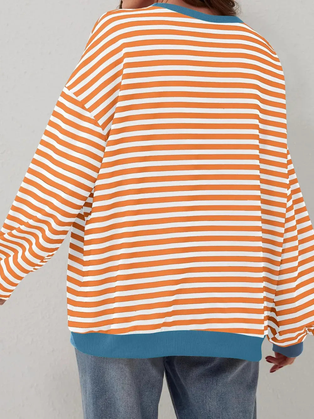 Lovelet Contrast Striped Long Sleeve Sweatshirt-Sweaters-Krush Kandy, Women's Online Fashion Boutique Located in Phoenix, Arizona (Scottsdale Area)
