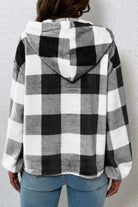 Plaid Quarter Button Dropped Shoulder Hoodie-Krush Kandy, Women's Online Fashion Boutique Located in Phoenix, Arizona (Scottsdale Area)