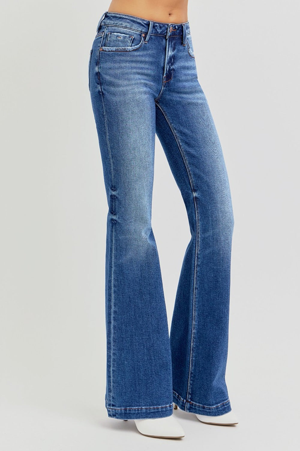 RISEN Full Size Low Rise Flare Jeans with Pockets-Jeans-Krush Kandy, Women's Online Fashion Boutique Located in Phoenix, Arizona (Scottsdale Area)