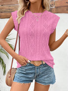 Eyelet Round Neck Cap Sleeve Top-Krush Kandy, Women's Online Fashion Boutique Located in Phoenix, Arizona (Scottsdale Area)