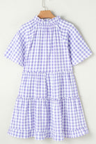 Gingham Ruffle Tiered Mini Dress-Dresses-Krush Kandy, Women's Online Fashion Boutique Located in Phoenix, Arizona (Scottsdale Area)