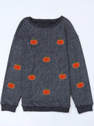 Pumpkin Round Neck Long Sleeve Sweatshirt-Krush Kandy, Women's Online Fashion Boutique Located in Phoenix, Arizona (Scottsdale Area)