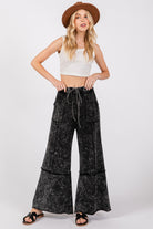 Mineral Washed Terry Wide Leg Pants-Bottoms-Krush Kandy, Women's Online Fashion Boutique Located in Phoenix, Arizona (Scottsdale Area)