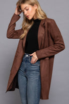 Long Sleeve Open Front Faux Suede Jacket-Coats-Krush Kandy, Women's Online Fashion Boutique Located in Phoenix, Arizona (Scottsdale Area)
