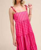 SO ME Stripe Tiered Maxi Dress with Colorful Chain Strap-Dresses-Krush Kandy, Women's Online Fashion Boutique Located in Phoenix, Arizona (Scottsdale Area)