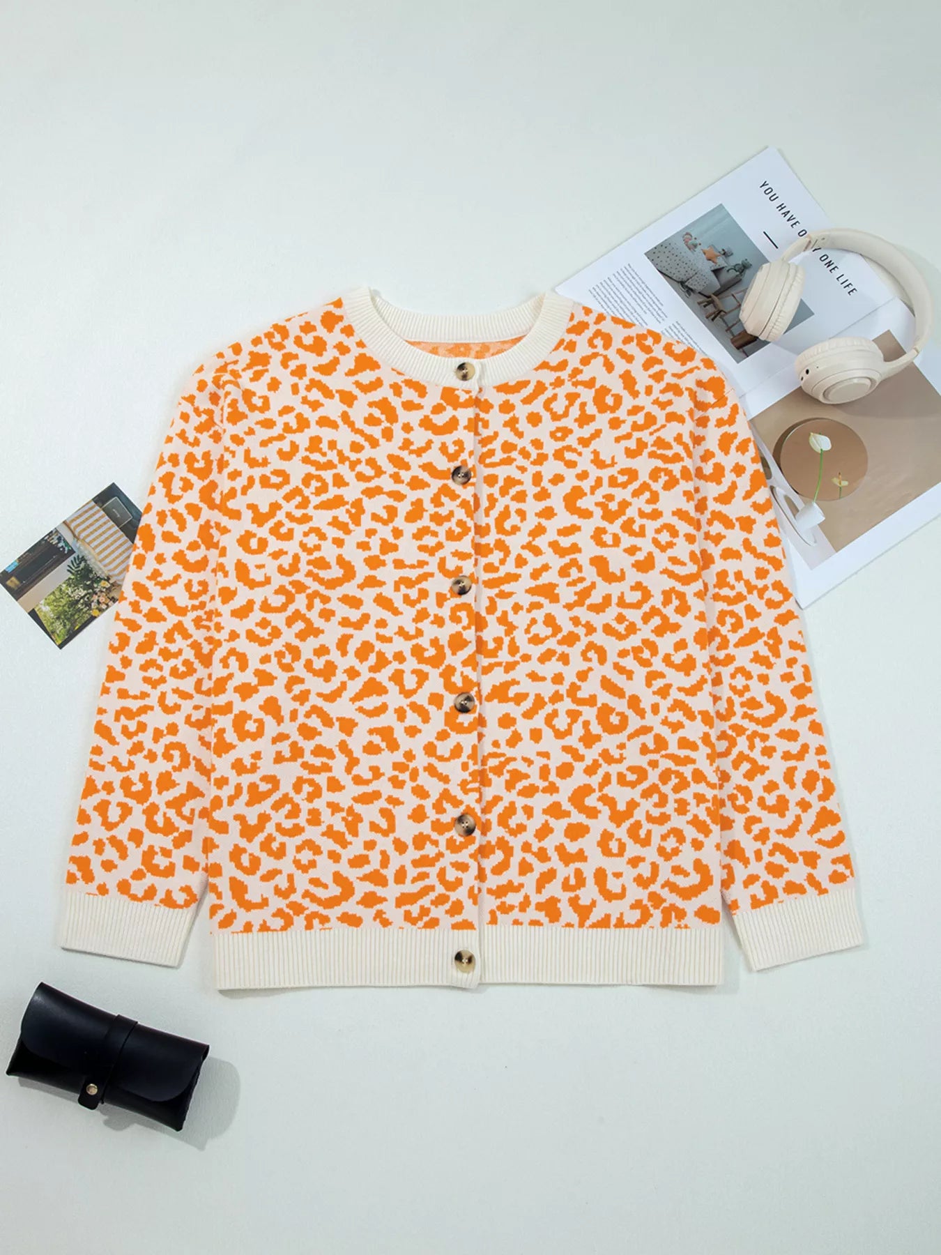 Leopard Drop Shoulder Chunky Knitted Cardigan-Sweater-Krush Kandy, Women's Online Fashion Boutique Located in Phoenix, Arizona (Scottsdale Area)