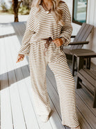 Stripe Collared Top and Drawstring Pant Set-Loungewear-Krush Kandy, Women's Online Fashion Boutique Located in Phoenix, Arizona (Scottsdale Area)