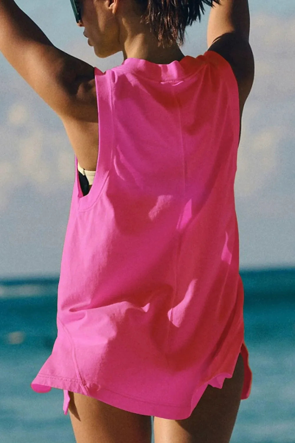 Side Slit V-Neck Tank-Tanks-Krush Kandy, Women's Online Fashion Boutique Located in Phoenix, Arizona (Scottsdale Area)