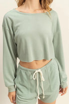 HYFVE Boat Neck Long Sleeve Cropped Top-Tops-Krush Kandy, Women's Online Fashion Boutique Located in Phoenix, Arizona (Scottsdale Area)