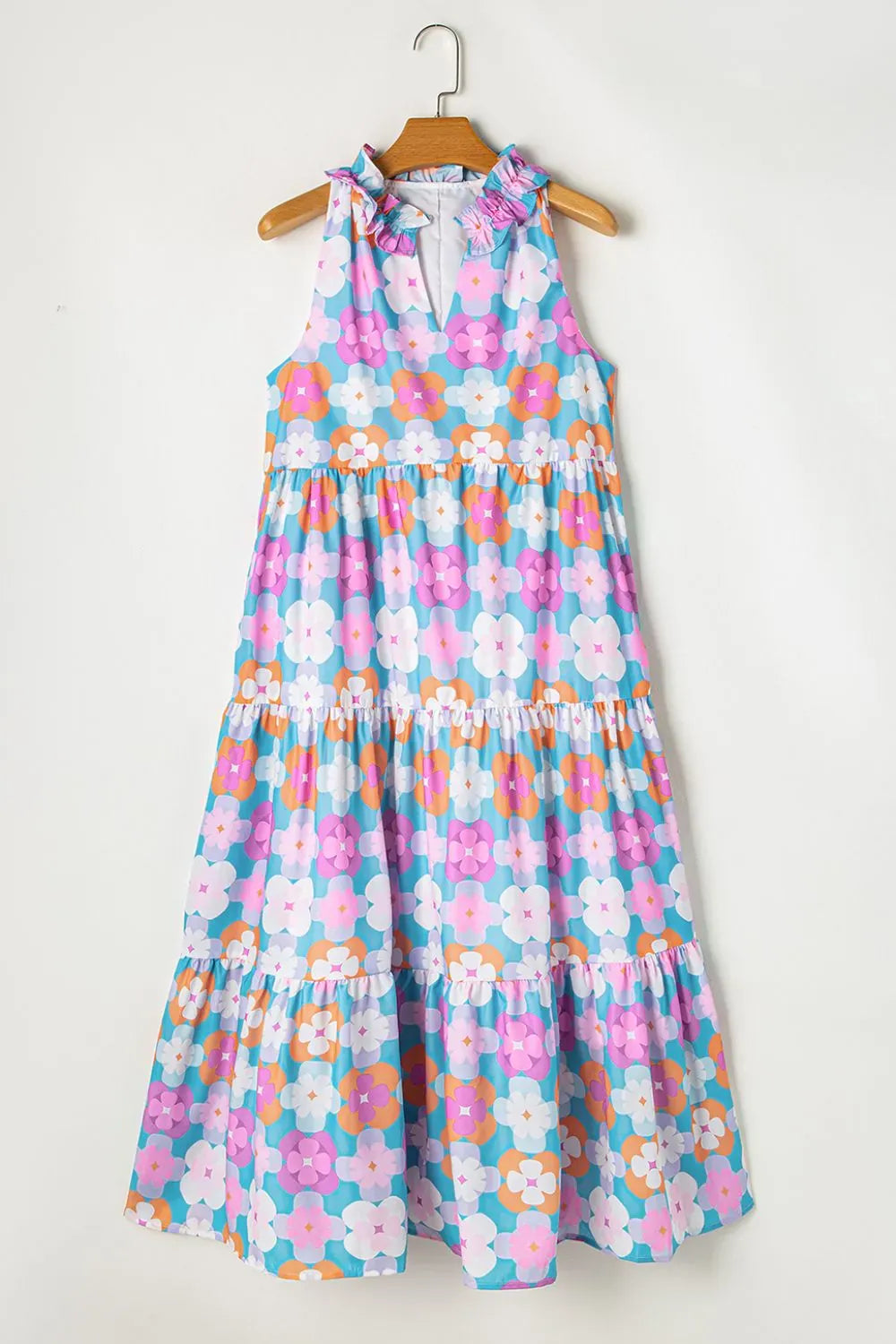 Floral Print Sleeveless Tiered Midi Dress-Dresses-Krush Kandy, Women's Online Fashion Boutique Located in Phoenix, Arizona (Scottsdale Area)