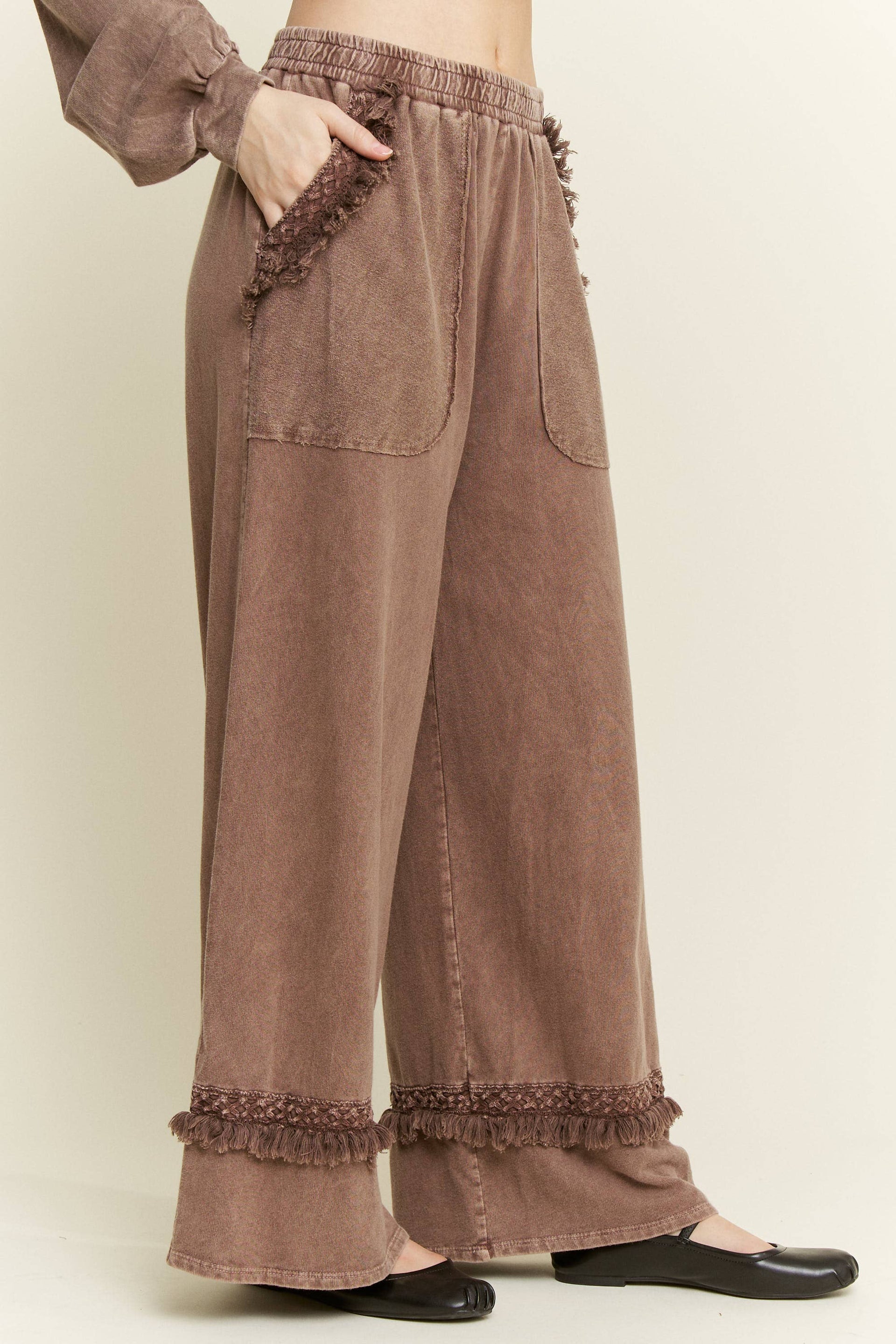 Mineral Washed Tassel Fringe Pants-Pants-Krush Kandy, Women's Online Fashion Boutique Located in Phoenix, Arizona (Scottsdale Area)