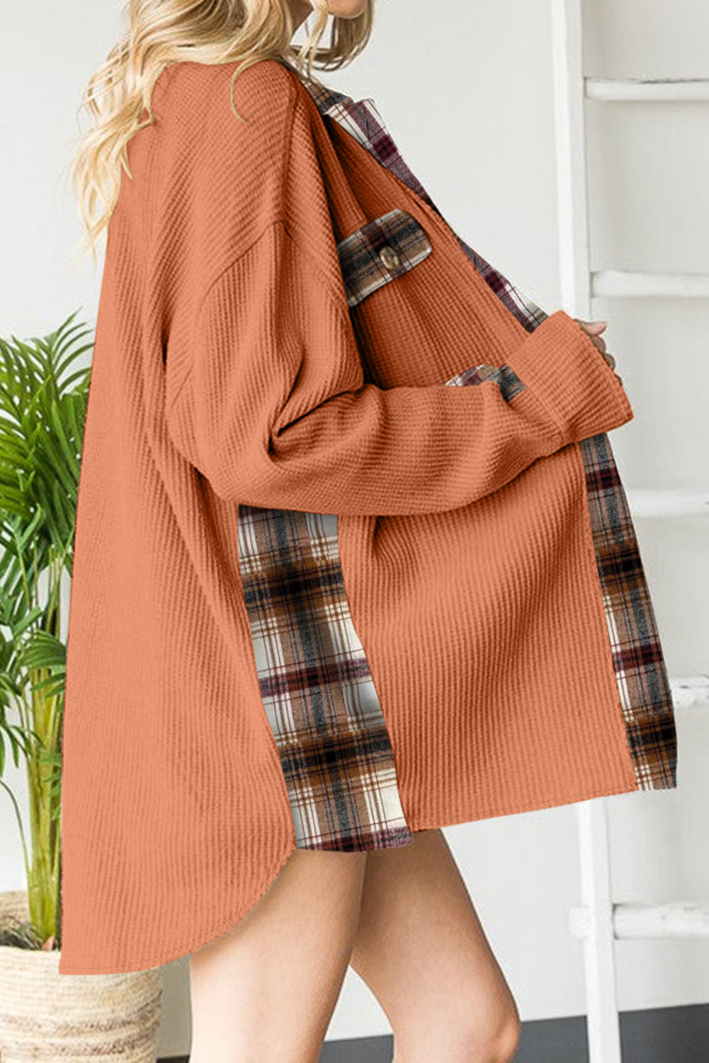 Plaid Button Down Collared Jacket-Krush Kandy, Women's Online Fashion Boutique Located in Phoenix, Arizona (Scottsdale Area)