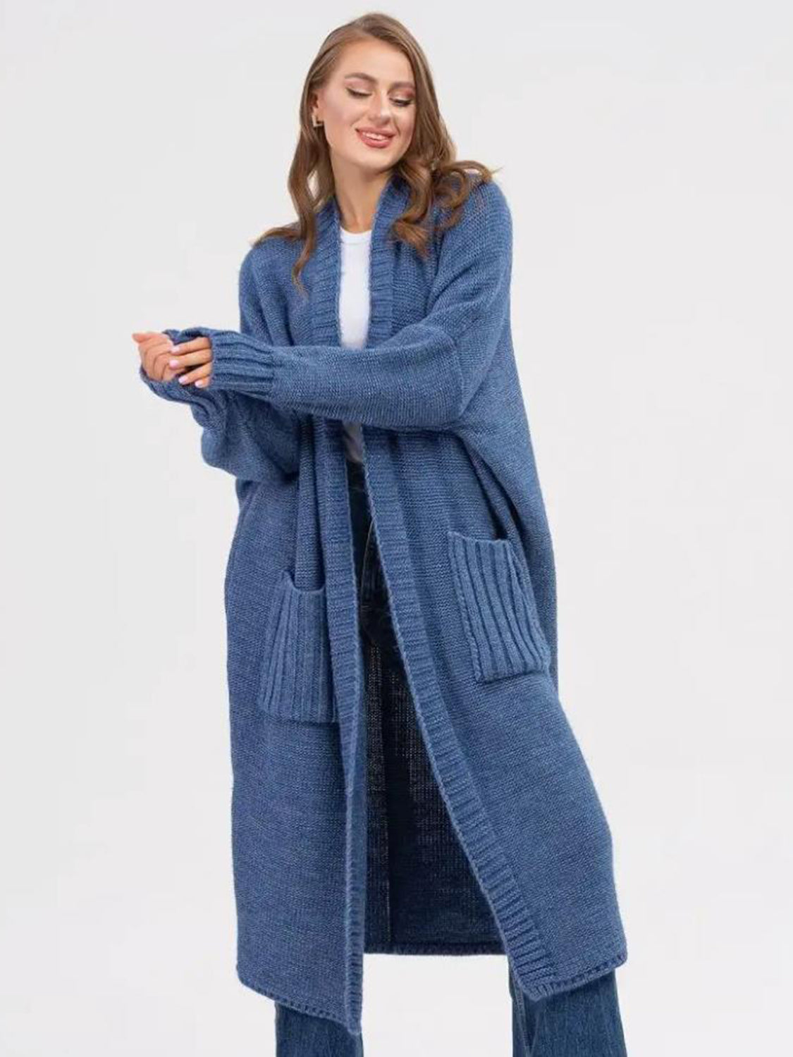 Pocketed Open Front Long Sleeve Longline Cardigan-Krush Kandy, Women's Online Fashion Boutique Located in Phoenix, Arizona (Scottsdale Area)