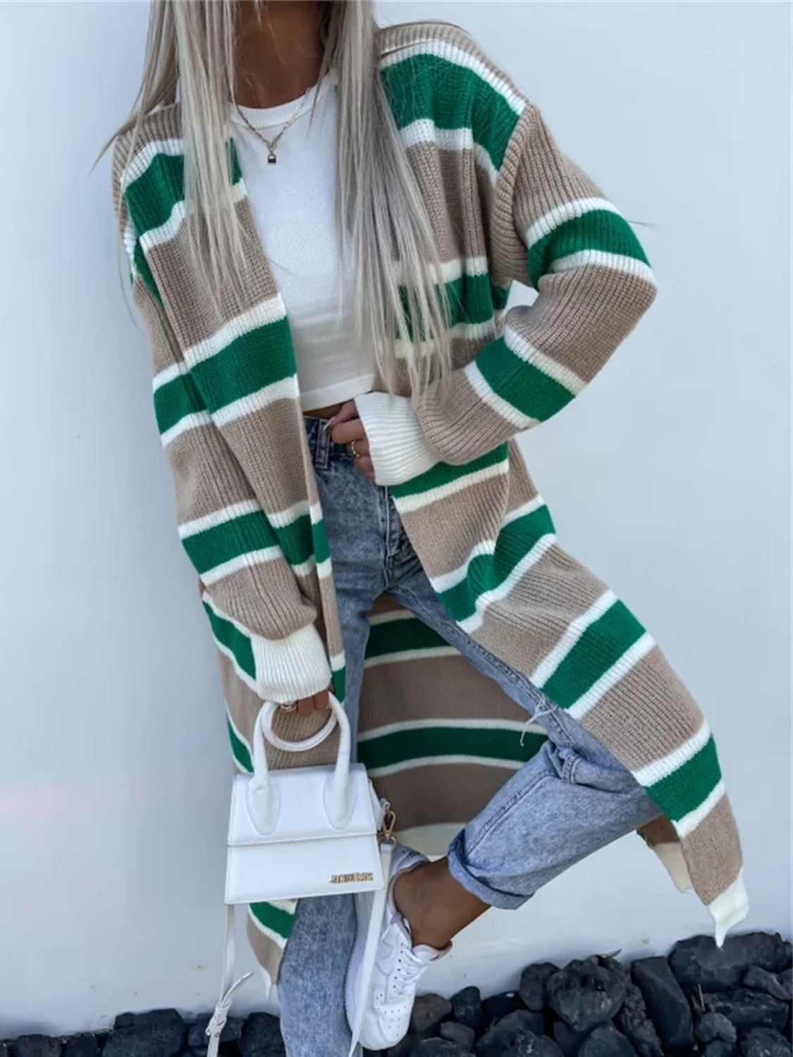 Striped Open Front Longline Cardigan-Krush Kandy, Women's Online Fashion Boutique Located in Phoenix, Arizona (Scottsdale Area)