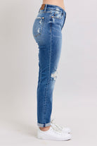 Chic Edge Button Fly Distressed Jeans-Krush Kandy, Women's Online Fashion Boutique Located in Phoenix, Arizona (Scottsdale Area)