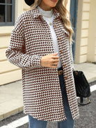 Houndstooth Button Up Long Sleeve Coat-Jacket-Krush Kandy, Women's Online Fashion Boutique Located in Phoenix, Arizona (Scottsdale Area)