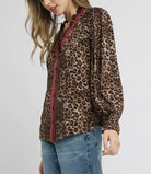 Umgee Ruffle Trim Leopard Print Shirt-Blouses-Krush Kandy, Women's Online Fashion Boutique Located in Phoenix, Arizona (Scottsdale Area)