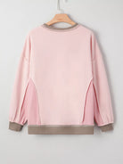 Color Block Mix Texture Waffle Patchwork Oversize Sweatshirt-Sweater-Krush Kandy, Women's Online Fashion Boutique Located in Phoenix, Arizona (Scottsdale Area)