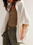 Exposed Seam Open Front Batwing Sleeve Hooded Cardigan-Krush Kandy, Women's Online Fashion Boutique Located in Phoenix, Arizona (Scottsdale Area)