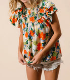 BiBi Multi Color Floral Print Woven Top-Tops-Krush Kandy, Women's Online Fashion Boutique Located in Phoenix, Arizona (Scottsdale Area)