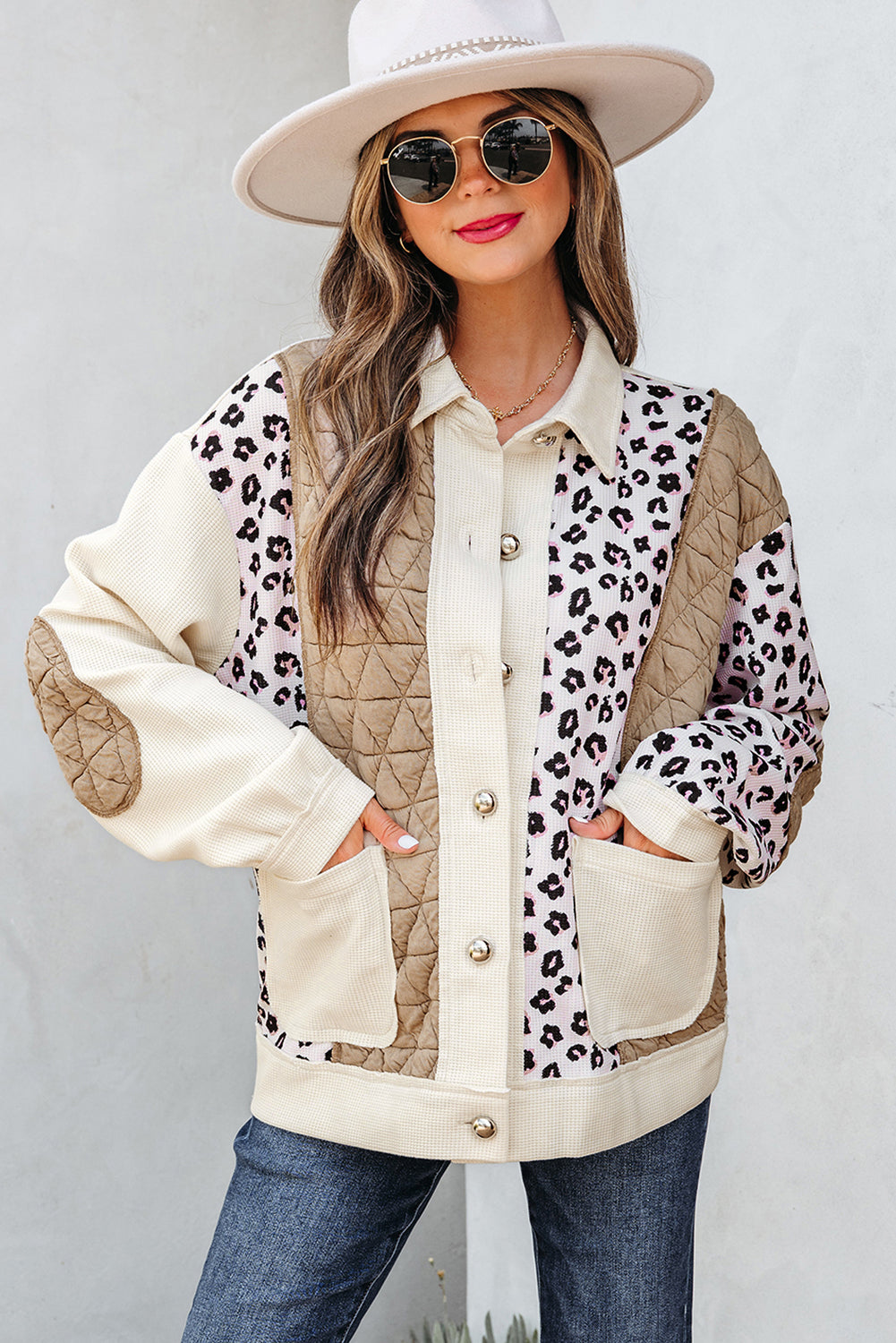 Leopard Colorblock Quilted Patchwork Jacket-Jacket-Krush Kandy, Women's Online Fashion Boutique Located in Phoenix, Arizona (Scottsdale Area)