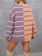 Luxe Half and Half Oversized Stripe Sweater-Sweaters-Krush Kandy, Women's Online Fashion Boutique Located in Phoenix, Arizona (Scottsdale Area)