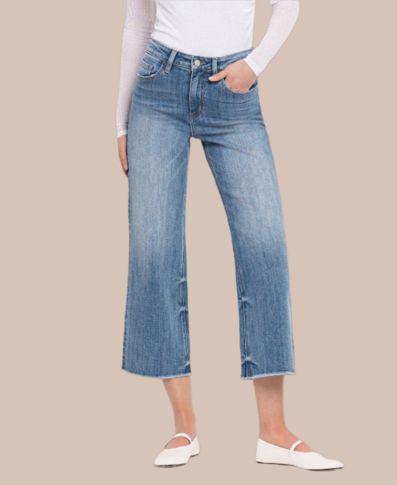 Ridgeview Super High Rise Raw Hem Wide Leg Jeans-Denim-Krush Kandy, Women's Online Fashion Boutique Located in Phoenix, Arizona (Scottsdale Area)