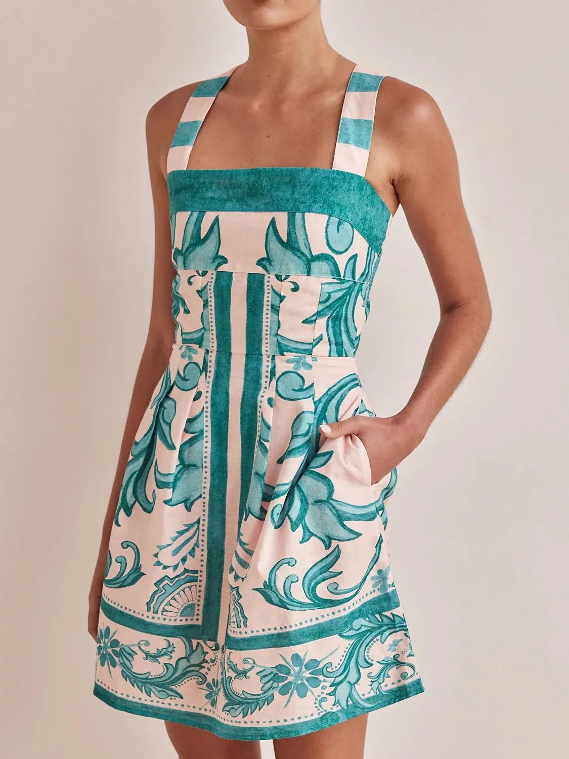 Printed Square Neck Midi Dress-Dresses-Krush Kandy, Women's Online Fashion Boutique Located in Phoenix, Arizona (Scottsdale Area)