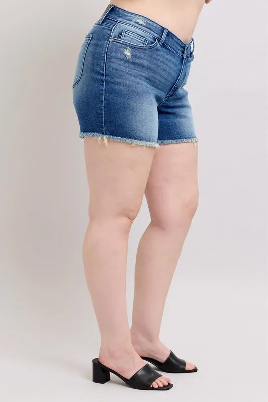 Judy Blue V-Front Shield Pocket Denim Shorts-Denim-Krush Kandy, Women's Online Fashion Boutique Located in Phoenix, Arizona (Scottsdale Area)